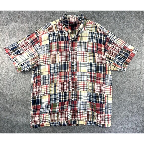Brooks Brothers Patchwork Shirt Men's XL Colorful Madras Plaid Button Down - Picture 1 of 7